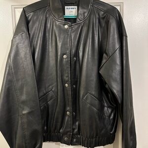 Old Navy Black Faux Leather Coat
